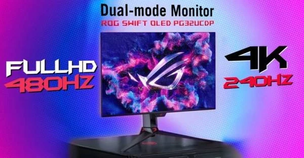 ASUS готовит игровой OLED-монитор ROG Swift PG32UCDP с парой режимов: 4K и 240 Гц или Full HD и 480 Гц